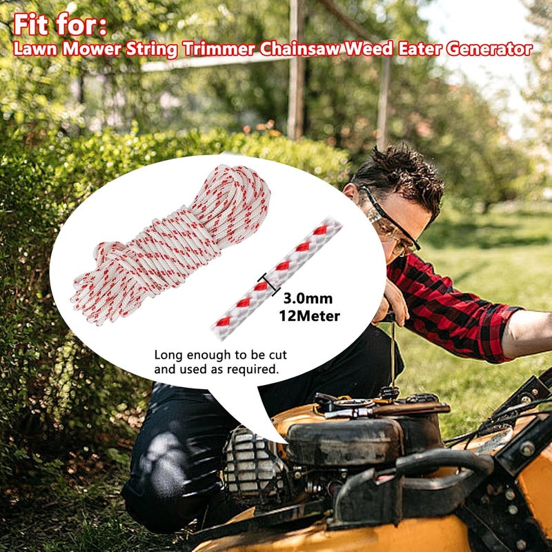 Klfte Replacement Recoil Starter Rope Pull Cord 3.0mm 12-Meter/40ft for Husqvarna STIHL Craftsman Chainsaw Lawn Mower Trimmer - Image 4